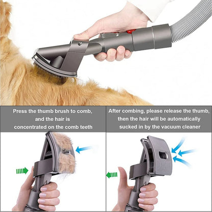 Pet Groom Vacuum Attachment for Dyson V6–V15 | Self-Cleaning Grooming Tool